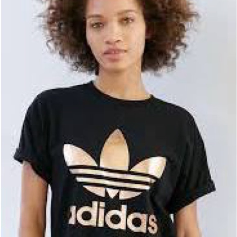 Adidas Black Tee with Gold Logo